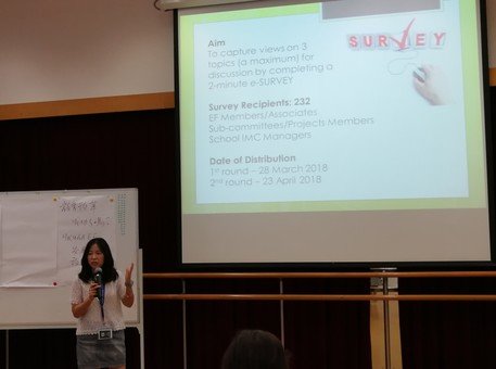 Ms. Queenie Wong, Executive Director, explaining the survey results